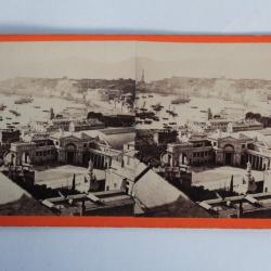 Photographie Vue stéréo Gênes panorama Genova Italie