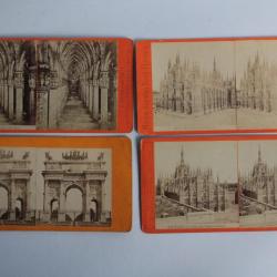 Photographies Vues stéréos Milano Milan Italie