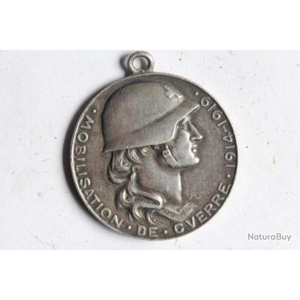 M�daille argent Mobilisation de guerre Lausanne � ses soldats 1914-1919