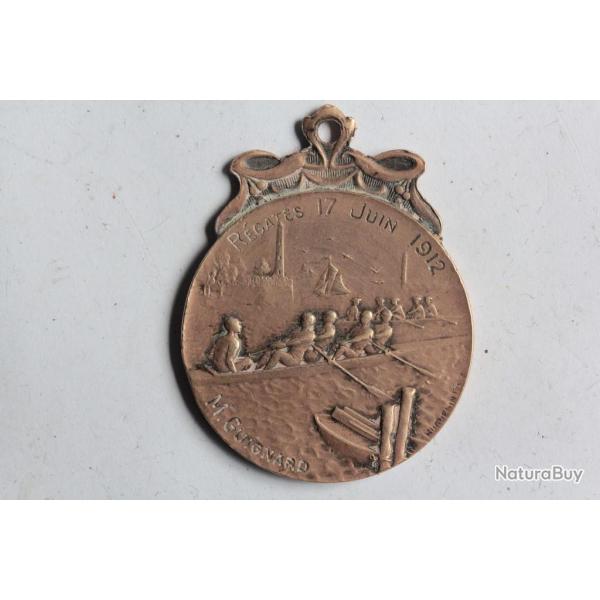 M�daille R�gates 17 Juin 1912 Championnats d'Europe d'aviron Suisse