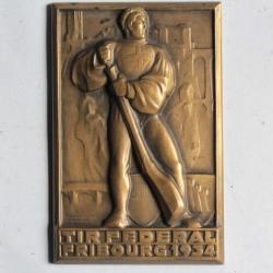 Médaille plaque Tir fédéral Fribourg 1934 Suisse