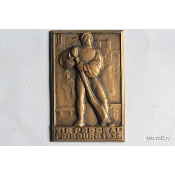 M�daille plaque Tir f�d�ral Fribourg 1934 Suisse