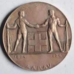 Médaille Centenaire de l'association de tir Aarau 1824-1924 Suisse