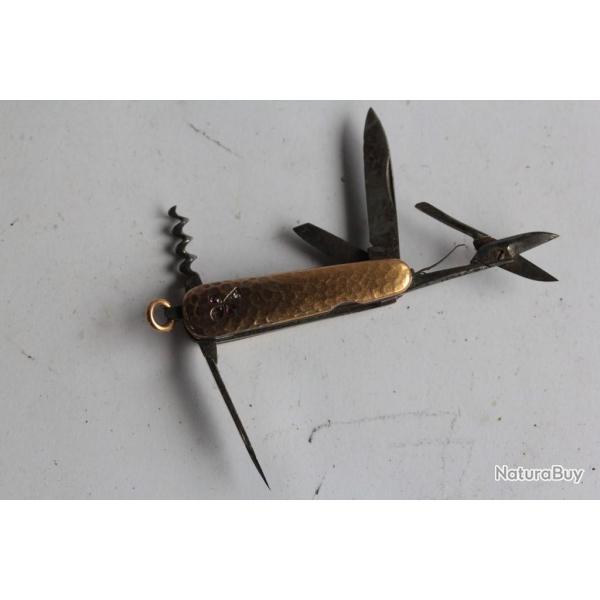 Ancien couteau miniature multifonctions or 18 K