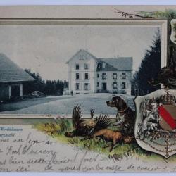 CPA Allemagne gaufrée Chasse Gruss vom Hochblauen Schwarzwald