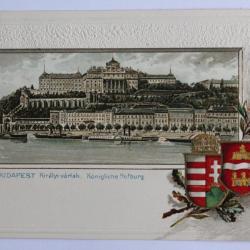 CPA gaufrée Hongrie Budapest Königliche Hofburg