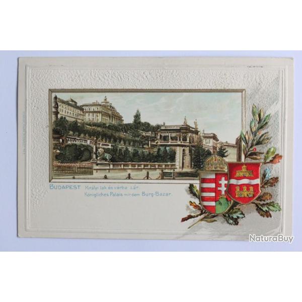 CPA gaufr�e Hongrie Budapest K�nigliches Palais mit dem Burg-Bazar