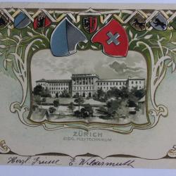 CPA gaufrée Suisse Zurich Eidg. Polytechnikum Blasons