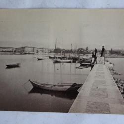 Ancienne photographie Bateaux Quai Genève Suisse