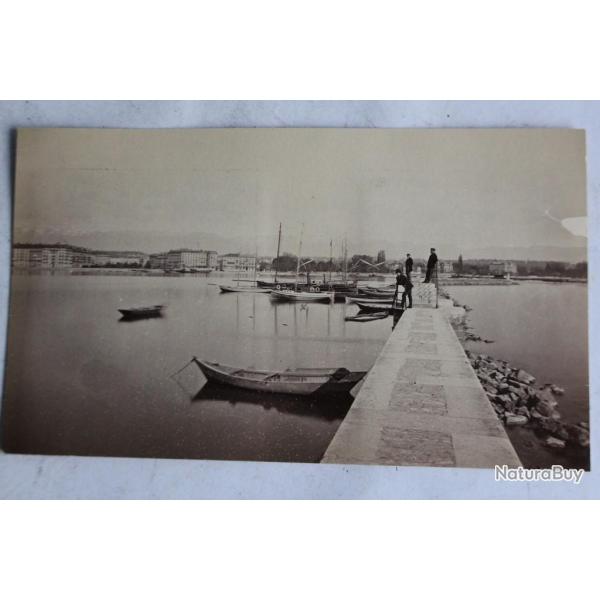 Ancienne photographie Bateaux Quai Gen�ve Suisse