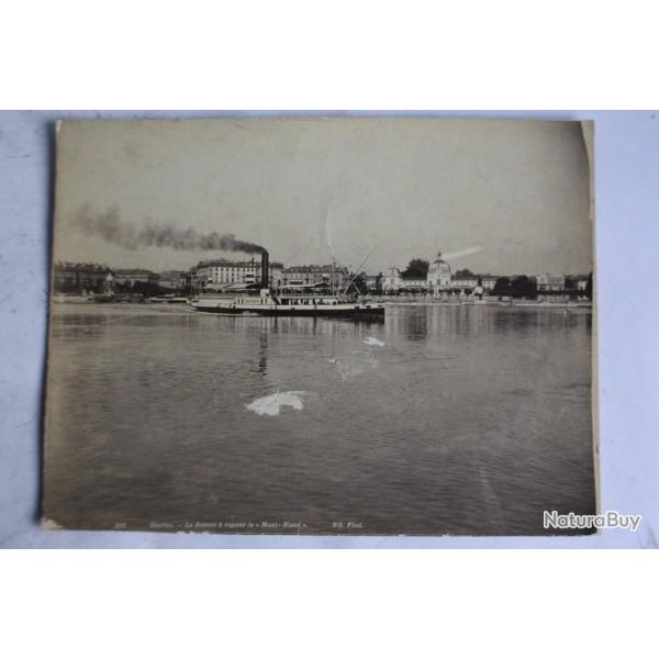 Ancienne photographie Bateau � vapeur le Mont-Blanc Lac L�man Suisse