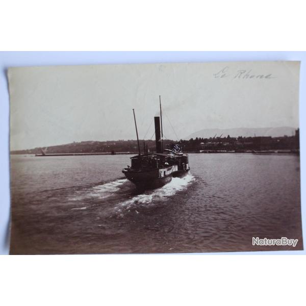 Ancienne photographie Bateau Le Rh�ne Lac L�man Suisse