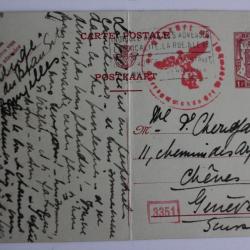 CPA Entier postal Belgique cachet contrôle armée Allemande 1944