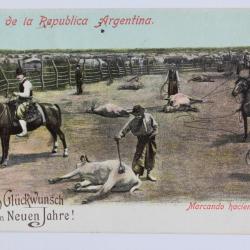 CPA Argentine Saludo de la Republica Argentina Marcando Hacienda