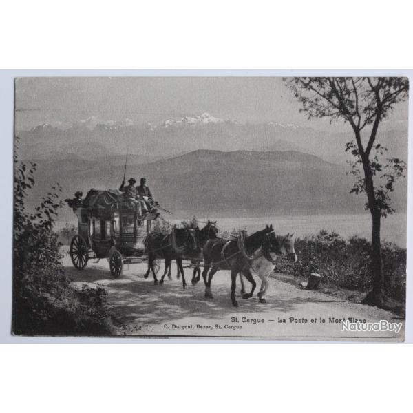 CPA Suisse St Cergue La Poste et le Mont-Blanc Attelage