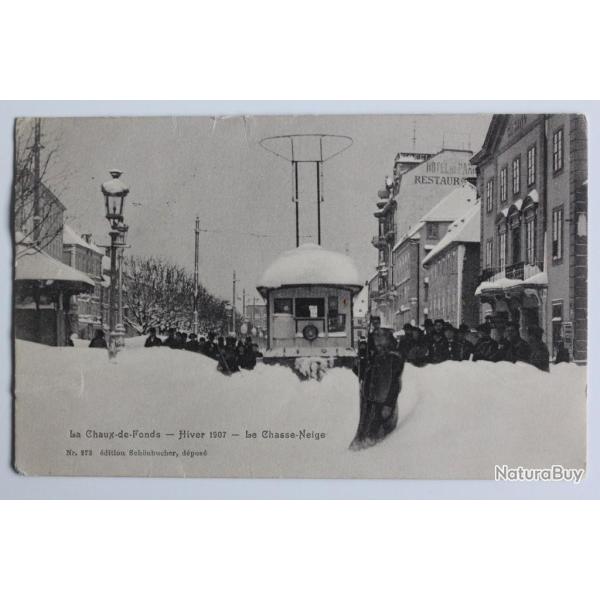 CPA Suisse La Chaux de Fonds Hiver 1907 Le chasse neige