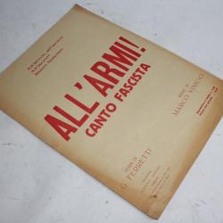 Partition All'armi ! Canto fascista G. Ferretti Italie 1921