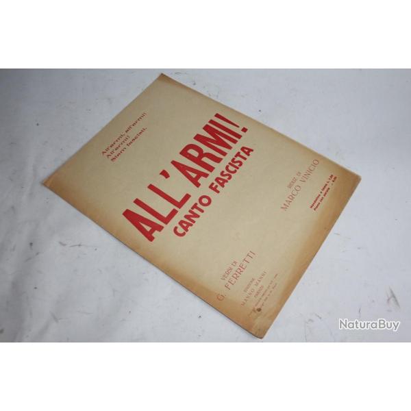 Partition All'armi ! Canto fascista G. Ferretti Italie 1921