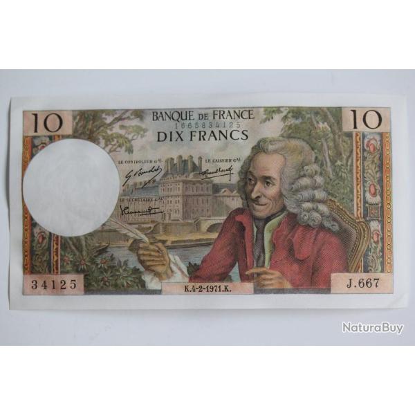 Billet 10 Francs Voltaire type 1963 04-02-1971 Neuf