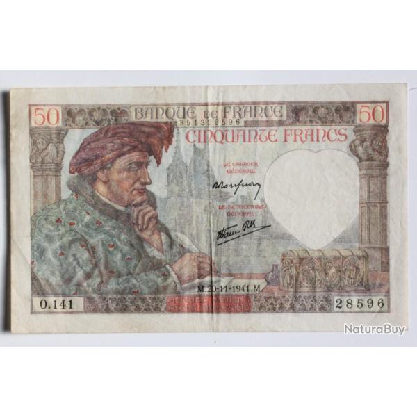 Billet 50 Francs Jacques Coeur type 1941 France 20-11-1941