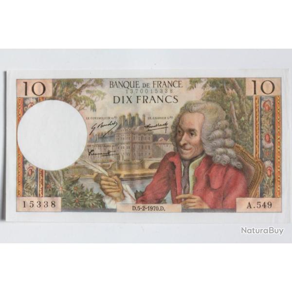 Billet 10 Francs Voltaire type 1963, 05-02-1970 Neuf