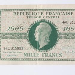Billet 1000 Francs Marianne type 1945 chiffres maigres France SPL