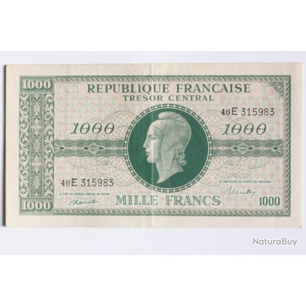 Billet 1000 Francs Marianne type 1945 chiffres maigres France SPL