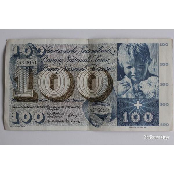 Billet 100 Francs Suisse 02-04-1964