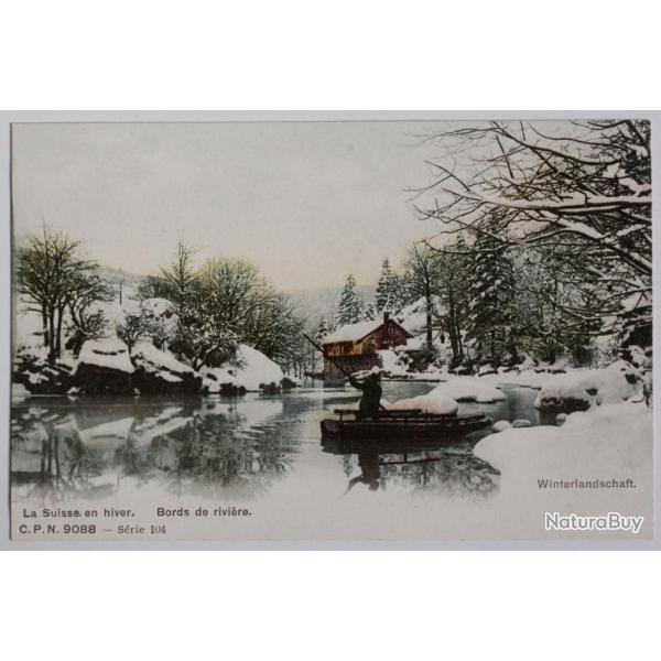 CPA La Suisse en hiver Bords de rivi�re Winterlandschaft