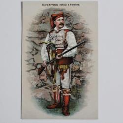 CPA illustrée Croatie Staro-hrvatska nosnja s korduna Costume