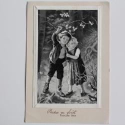 Carte tissé en soie Wünsch Enfants perdus en forêt