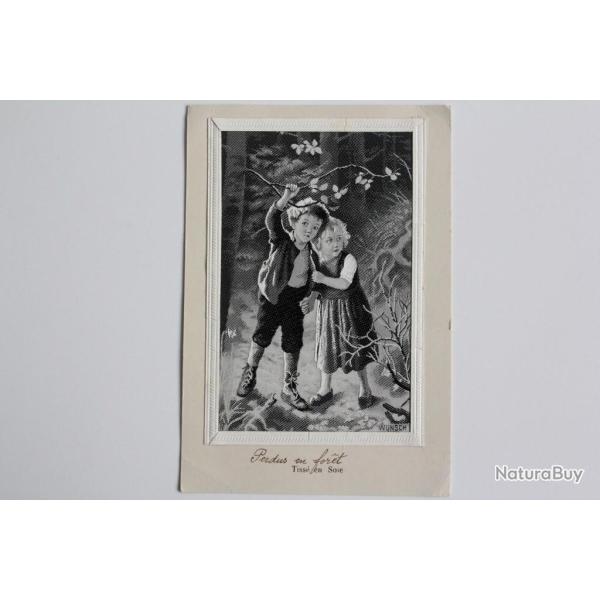 Carte tiss� en soie W�nsch Enfants perdus en for�t