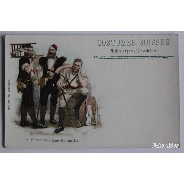 CPA Costumes Suisses Fribourg Les Armaillis