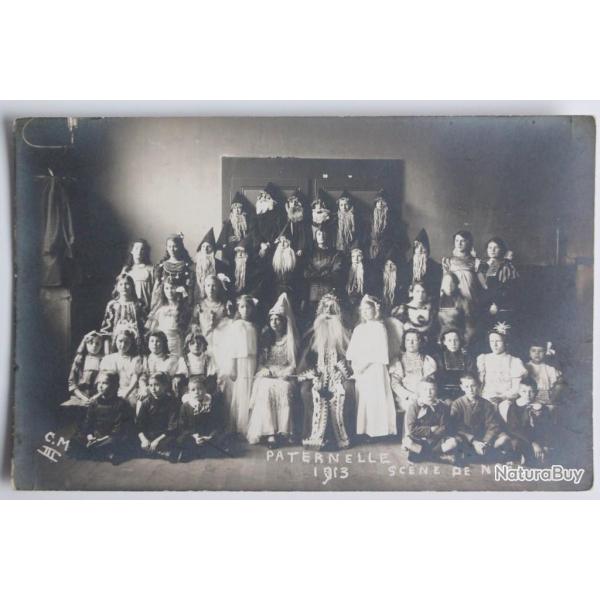 Carte photo Suisse Paternelle 1913 Sc�ne de No�l Vaud