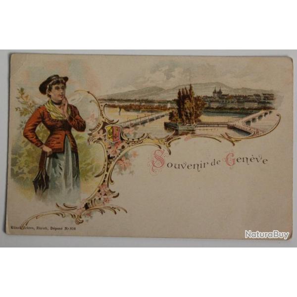 CPA Suisse Souvenir de Gen�ve Litho K�nzli fr�res