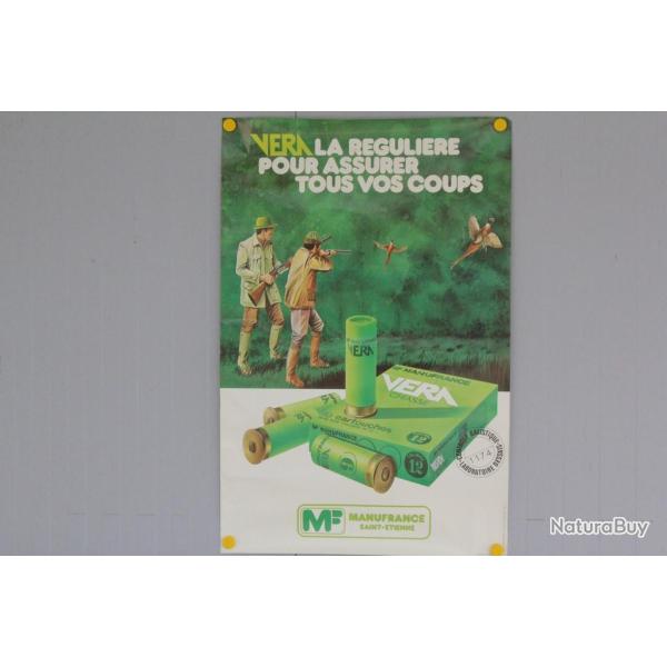 Affiche publicitaire Manufrance Cartouches Vera Chasse