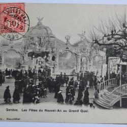 CPA Gen&egrave;ve F&ecirc;tes du Nouvel-An au Grand quai Suisse