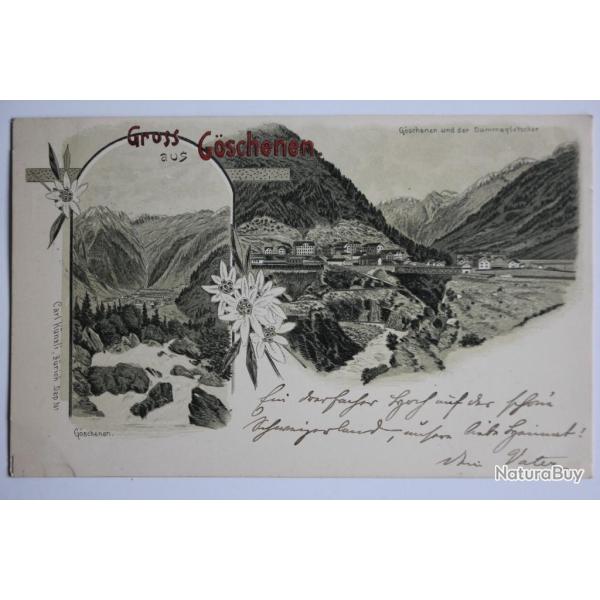 CPA illustr�e Gruss aus G�schenen Carl K�nzli Suisse
