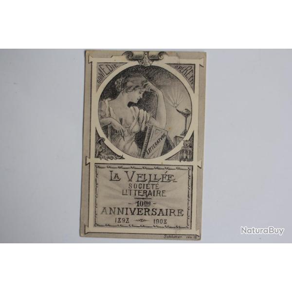 CPA illustr�e La veill�e Soci�t� litt�raire 10e anniversaire 1908 Suisse