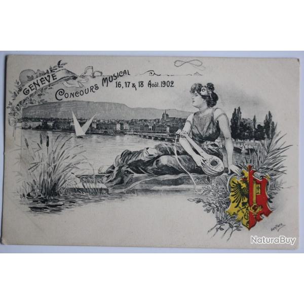 CPA illustr�e Gantner Gen�ve Concours musical 1902 Suisse