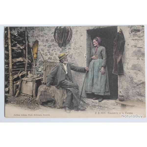 CPA Causerie � la Ferme Alpes Jullien fr�res �diteurs Gen�ve