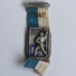 M&eacute;daille de tir Concours de Sections 1948 F&eacute;d&eacute;ration de la Sarine Suisse