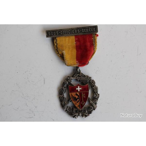 M�daille de tir argent Sous-Officiers Gen�ve Suisse
