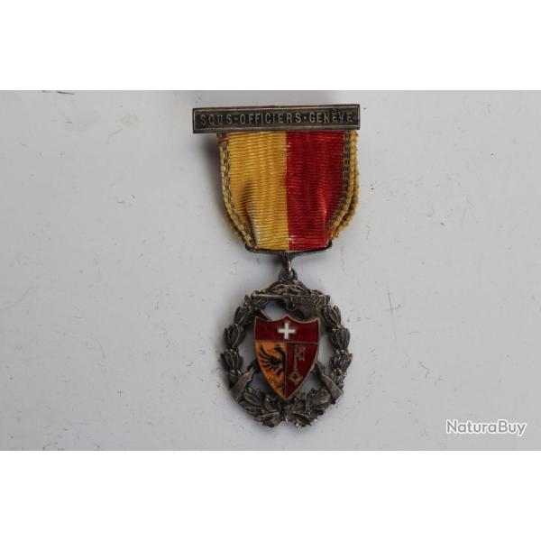 M�daille de tir argent Sous-Officiers Gen�ve Suisse