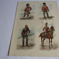 Estampe Uniformes Armée Anglaise Highlander Fusilier Ambulancier Lancier