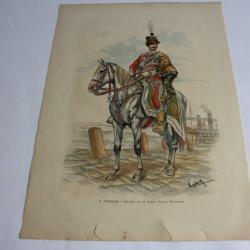 Estampe F. Myrbach Officier de la garde Royale Hongroise