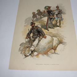 Estampe Ferdinandus Bersagliers et Compagnie Alpine