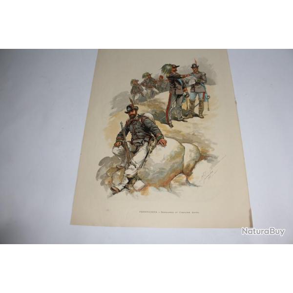 Estampe Ferdinandus Bersagliers et Compagnie Alpine