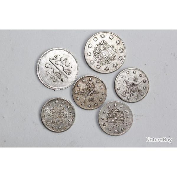 6 monnaies argent anciennes Arabe