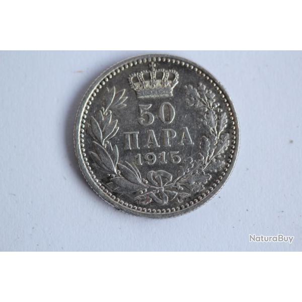 Monnaie argent 50 para 1915 Serbie